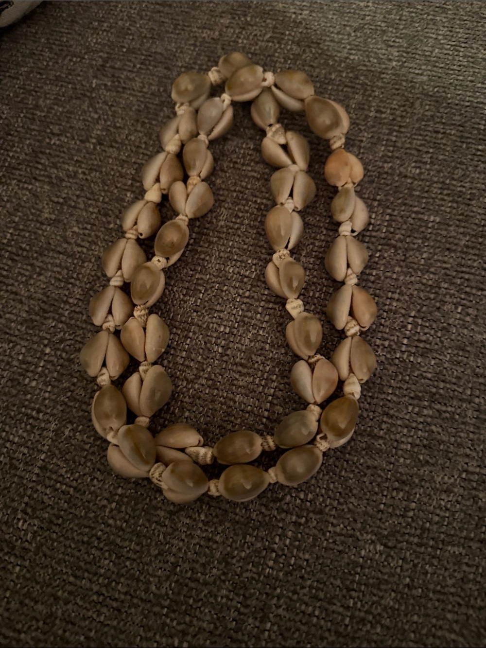 Double Strand Natural Shell Necklace — Taupe Neutral